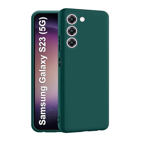 Image of CEDO Back Cover for Samsung Galaxy S23 (5G) | Camera Bump Protection & Inner Velvet Fabric Lining | Ultra Slim Matte Soft Rubberised Case Cover (Green)