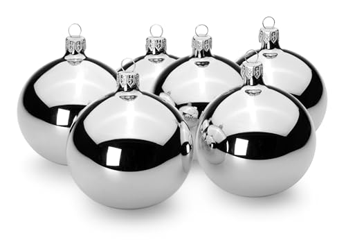 Sikora Essentials Klassische Christbaumkugeln aus Glas - Hochglanz - 6...