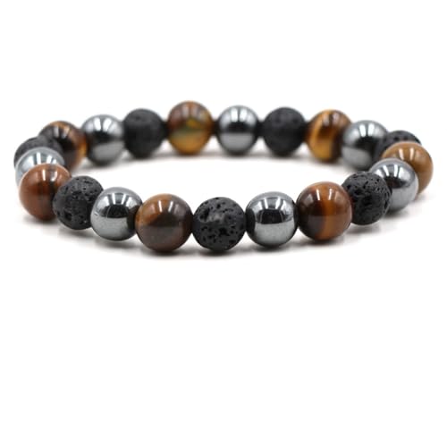 Bracelet d'onyx naturel brun par YCQYM : élégance en pierre véritable pour homme