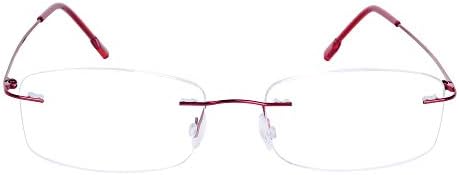 Reading Glasses, Unisex Frameless Design, Lightweight Stainless Steel Frame + Case, Multiple Colors