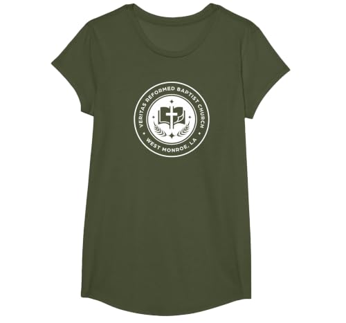 Veritas Reformed Baptist Church T-Shirt, Girls, Olive Green, Large