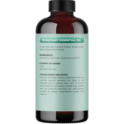 Image of Pure Rosemary Essential Oil Bulk Size - Undiluted Rosemary Oil for Hair Skin and Nails and Refreshing Aromatherapy Oil for Diffusers - Cleansing Rosemary Essential Oil for Dry Scalp Care 8oz