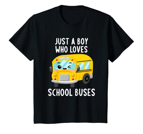 Kids Just A Boy Who Loves School Buses Boys Kids Toddlers T-Shirt