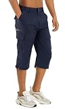 速乾 ショートパンツ メンズ 七分丈 夏 ネイビー 3XL