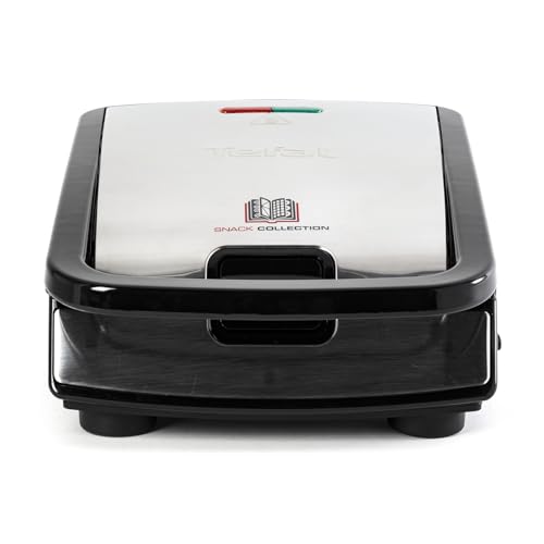 Tefal Snack Collection 4-er Set SW854D, Kombigerät, Inklusive 4 antihaftbeschichter Plattensets, Spülmaschinengeeignet, Panini, Waffeln, Sandwich, süße Küchlein, 700W,Schwarz/Edelstahl 2