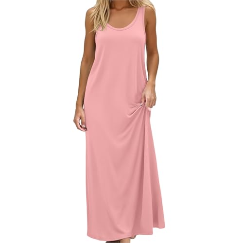 Camisón largo sin mangas de modal para mujer, ropa de noche con tirantes anchos, vestido casual, camiseta de dormir casual, einfarbig, vestido tipo camiseta, traje de casa transpirable suave, vestido