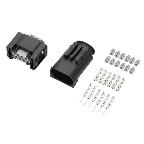 VekAuto 6 Pin Car Throttle Connector Plug Kit Compatible for Mercedes-Benz for BMW, Waterproof 0.6mm Series Plastic Black Male Female Wire Terminal Connector