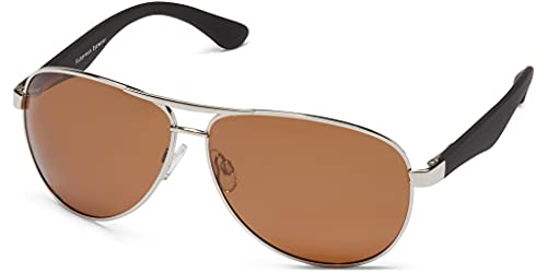 Fisherman Eyewear Siesta Polarized Sunglasses, Shiny Silver Frame (Brown Lens) Medium #TOP1