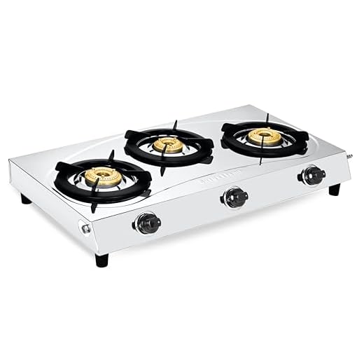 Surya Flame LPG Gas Stove 3 Burner Stainless steel Triplecook Cooktop With BIS Certified Doorstep Warranty 2 Years (Silver)