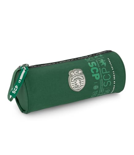 Creativolution - Estojo redondo oficial Sporting CP de poliéster verde com alça, 21 x 8 cm, verde, tamanho único, casual, verde, Tamanho único, Casual