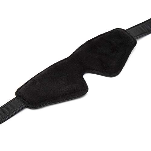 Fifty Shades Of Grey Bound To You Blindfold - Faux Leather Blindfold With Antique Gold Buckles - Adjustable Sexy Blindfold With Soft Lining - Black #TOP2