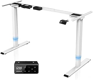 Maidesite fun Electric Standing Desk Frame Height Adjustable Desk Frame with Dual Motor, 4 Memory Controls, Anti-Collision and USB Charging Function (White)