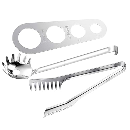 Mipcase Ensemble D’ustensiles Pour Pâtes 3 Pièces Inox Cuillère à Pâtes Pince à Outil De Mesure Des Spaghetti La Cuisine Gourmets Domestique