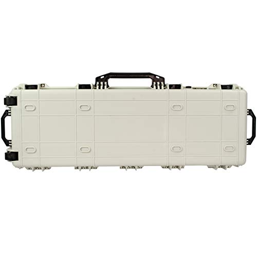38" Inch Protective Roller Rifle Hard Case With Foam, Waterproof & Crushproof, Two Rifles Or Multiple Guns, Pressure Valve Polar White #TOP4