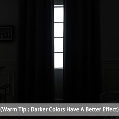 Yakamok 72 Inch Long Blackout Curtains for Bedroom, Thermal Insulated Room Darkening Black Curtains, Light Blocking Blackout Drapes for Living Room- 2 Panels, 42 Inch Width