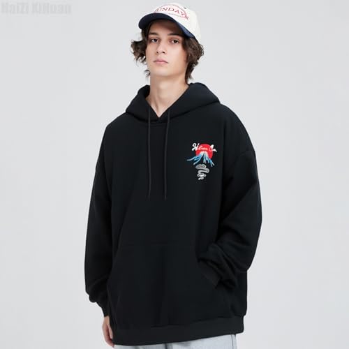 Men's Japanese Whale Graphic Hoodies Fashion Streetwear Hoodie Men Baggy Design Sweatshirt Black Pullover Mens3