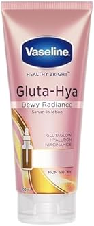 Vaseline Gluta-Hya Dewy Radiance Lotion for Face & Body | Gives Brighter Skin | Glutathione & Niacinamide Infused Moisturizer, 200ml