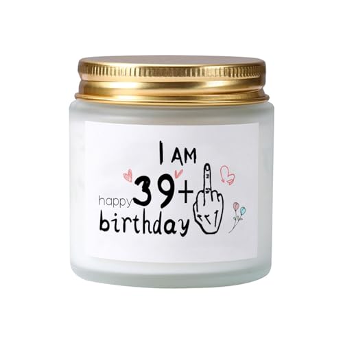 Bolosa 40. Geburtstag Frauen Duftkerzen im Glas Lavendel, 39 + 1 - Geschenk zum 40.Geburtstag, 40. Geburtstagsgeschenk für Frauen, Geburtstagsgeschenke für Mutti, Geburtstag Jubiläum(Lavendel weiß) A