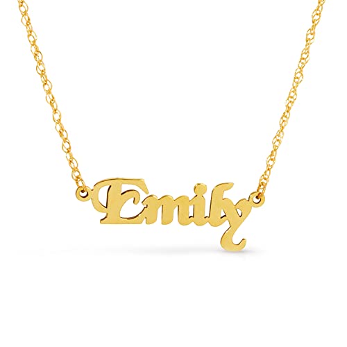 DAWNING OF NEW FONT 14k Solid Gold Custom Name Necklace Personalized Customizable Custom Made Name Mother Day Gift Women Nameplate Dainty Men Girl Scripture Handcrafted Made in USA Fine Jewelry High Polished