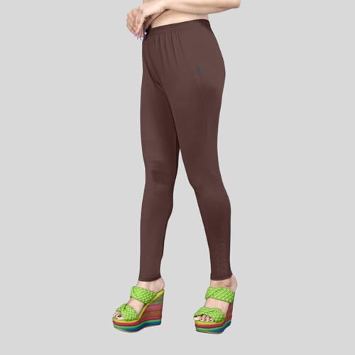 Image of Women's Solid Mid Rise Slim Fit Ankle Length Leggings - Comfortable and Stylish Yoga Pants for Workout, Running and Everyday Wear