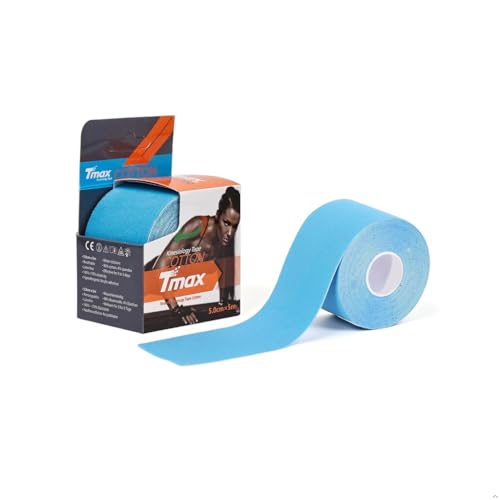 TMAX Kinesiology Tape for Physiotherapy, Sports Injury, Pain Relief Muscle Tape, for Shoulder, Wings, Arms, Ankle K Taping Waterproof Athletic Tape for Pain Support -2 Inch (BLUE)