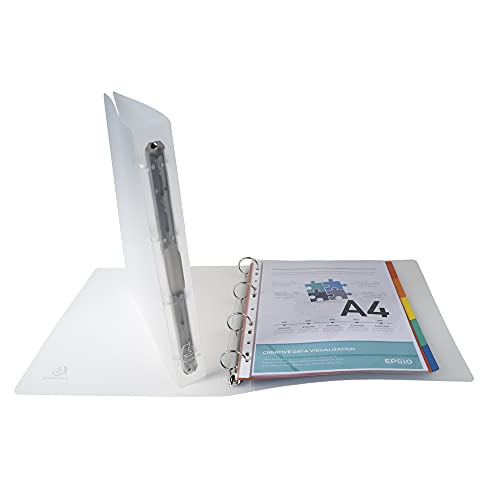 Exacompta 51160E Ringbuch (aus PP mit 4 Ringen, 15 mm Rücken, Chromaline, für Format DIN A4) 5er Pack, Transparent