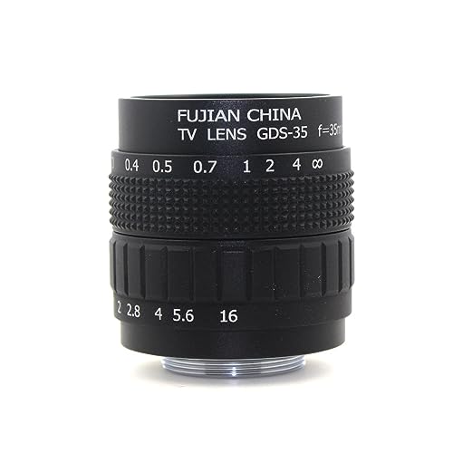 Cámara para microscopio con lente de visión industrial de 35mm y montura C en caja de metal