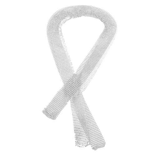 Silver Sequin Scarf Necklace for Women - Dazzling Glitter Neckerchief for Party Evening Versatile Sparkly Shawl Accessory