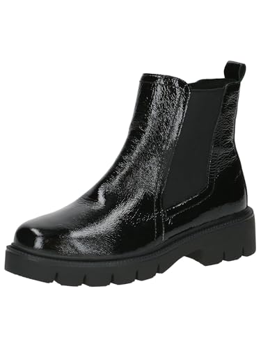 CAPRICE Damen Chelsea Boots Kleiner Absatz Elegant, Schwarz (Black Naplak), 37 EU
