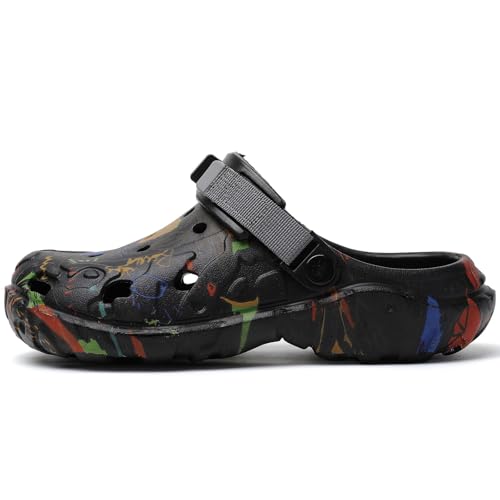 Zuecos para hombre, zapatos de jardín para adultos, sandalias deportivas al aire libre, sandalias deportivas para verano, agua, playa, informales, ligeras, transpirables, antideslizantes, Black, 43.5 - imagen 2