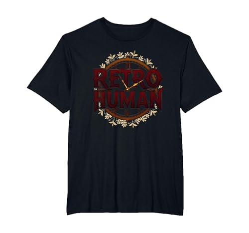 Retro Human: 1900s Nostalgic Vintage Clock Throwback T-Shirt, Men's Big and Tall, Black