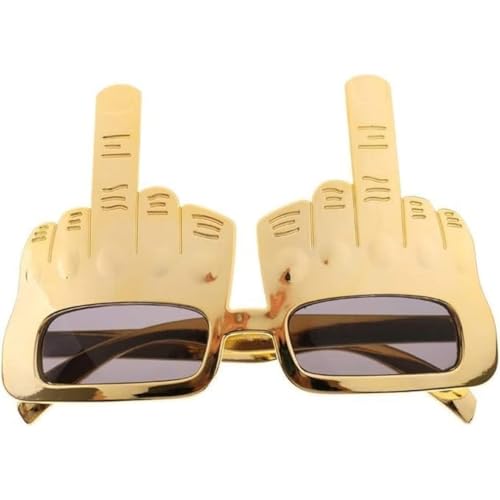 Tricky Middle Finger Sunglasses, Creative Middle Finger Flip Off Hand Shape Finger Silly Funny Party Novelty Sunglasses Novelty Party Eye Glasses Glam Gold Middle Finger Glasses Funny Glasses