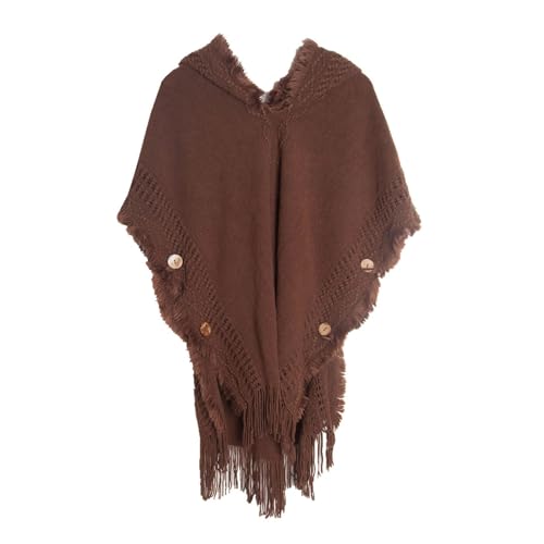 Lu's Chic Women's Cardigan V Neck Cape Hooded Pullover Sweater Poncho Coat Oversized Knitted Winter Spring Midi