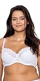 Nipplex Pia Baumwoll-BH Gepolstert und Halbweich Semi Soft Kugelförmige Brüste Natürliches Aussehen Nach Innen Gerafft Dreistufige Befestigung Klassische Eleganz Full Cup Farbe Weiß 70K