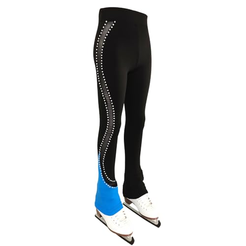 LIUHUO Calças de patinação no gelo para meninas e mulheres calças de patinação artística de malha el
