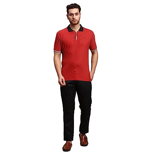 Image of Colorplus Men's Pure Cotton Solid Piece Dyed Pattern Contemporary Fit Flat Front Casual Trouser