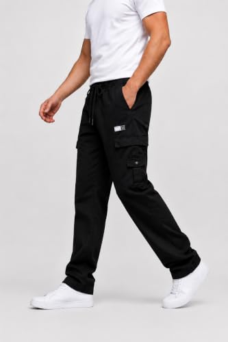 Image of DEELMO Cargo Pant for Men | Cotton Cargo's Pant | Men's Cotton Cargo Trousers | Elastic Drawstring Waist Straight Fit | Comfortable Breathable Cargos for Casual to (Available in Pluse Size)