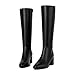 zhsrin Black Knee High Boots Women Chunky Heel Round Toe Side Zipper Tall Boots for Women Comfortable Long Boots