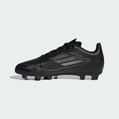 adidas Tênis infantil unissex F50 Club Flexible Ground, Preto/ferro metálico/dourado metálico, 16