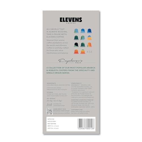 Image of ELEVENS COFFEE | Explorer's Pack | Specialty & Single Origin Coffee Capsules | 100% Arabica & Robusta | Medium, Dark & Medium Dark Roast | Intensity 7, 8 & 10 | Compatible with Nespresso (Pack of 3)