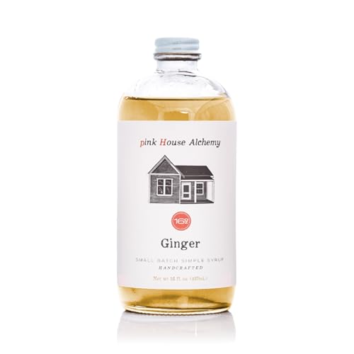 Image of Pink House Alchemy Ginger Simple Syrup, 16 oz, Handcrafted, All-Natural | Spicy Cocktail & Coffee Mixer, Small-Batch