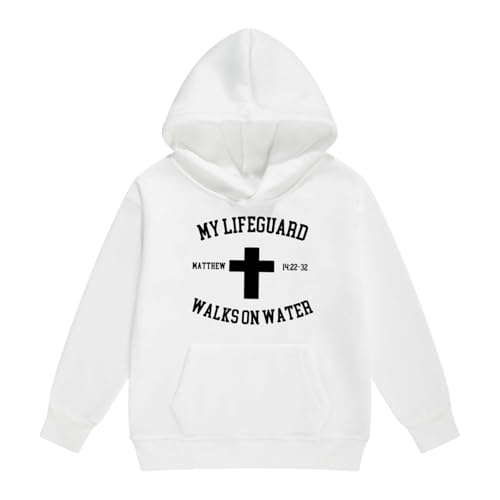 Sweat-shirt à capuche fille manches longues blanc avec poche kangourou vêtement enfant