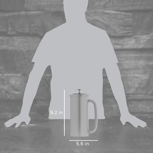 ESPRO P7 Brushed Stainless Steel French Press 304 – Patented Double Walled Micro-Filter Insulated French Press Coffee Maker, Grit-Free Brew - Heat Resistant BPA Free (18oz)