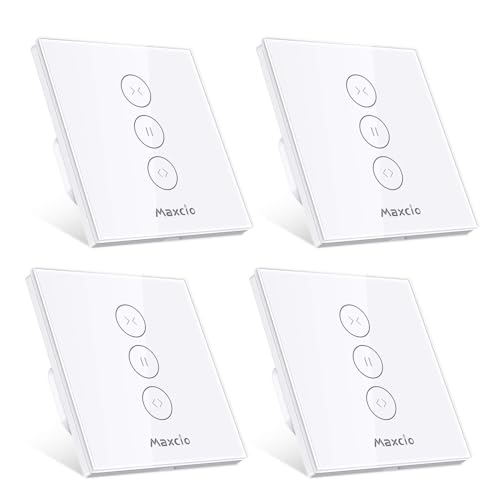 Maxcio - Timer intelligente per tapparelle, compatibile con Alexa e Google Home, telecomando app e timer, interruttore touch, conduttore zero, 4 confezioni