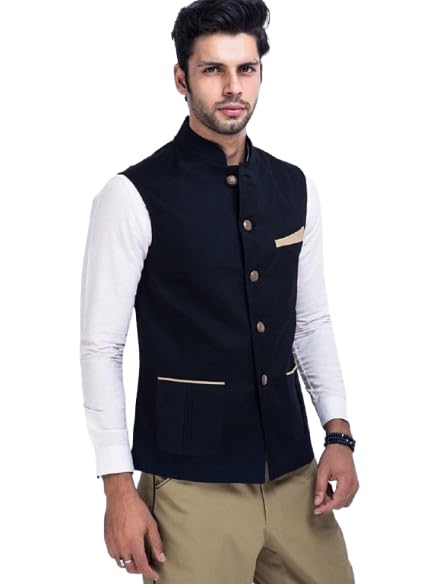 veera paridhaan Men's Solid Black Colour Nehru Jacket-picture-26