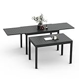 Devoko Esstisch Ausziehbar，130 x 80 x 75cm Gartentisch Ausziehbars, Aluminium Balkon Ausziehtisc, Gartentisch Wetterfest,ausziehbar auf 260cm, Outdoor Esstisch ，Dunkelgrau