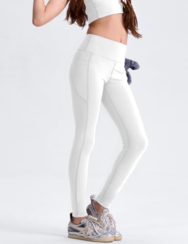 SKIDREAM Meninas Pacote Com 3 Leggings Femininas Com Bolsos, Calças Esportivas De Ioga Na Altura Do