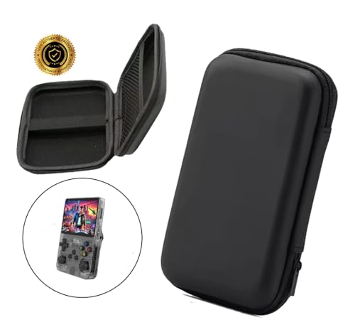 Funda Rígida de Transporte Compatible con Consolas R36S/RG35XX/RG353V/RGB20S, Bolsa de Almacenamiento Portátil de EVA, Resistente a Arañazos y Caídas, Protección para Accesorios de Juego (Negro)