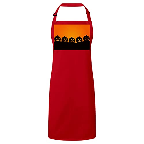 Tablier cuisine Halloween orange et rouge en tissu premium résistant