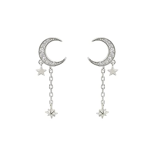 Boucles d'oreilles chaîne pompon en argent sterling 925 et zircon